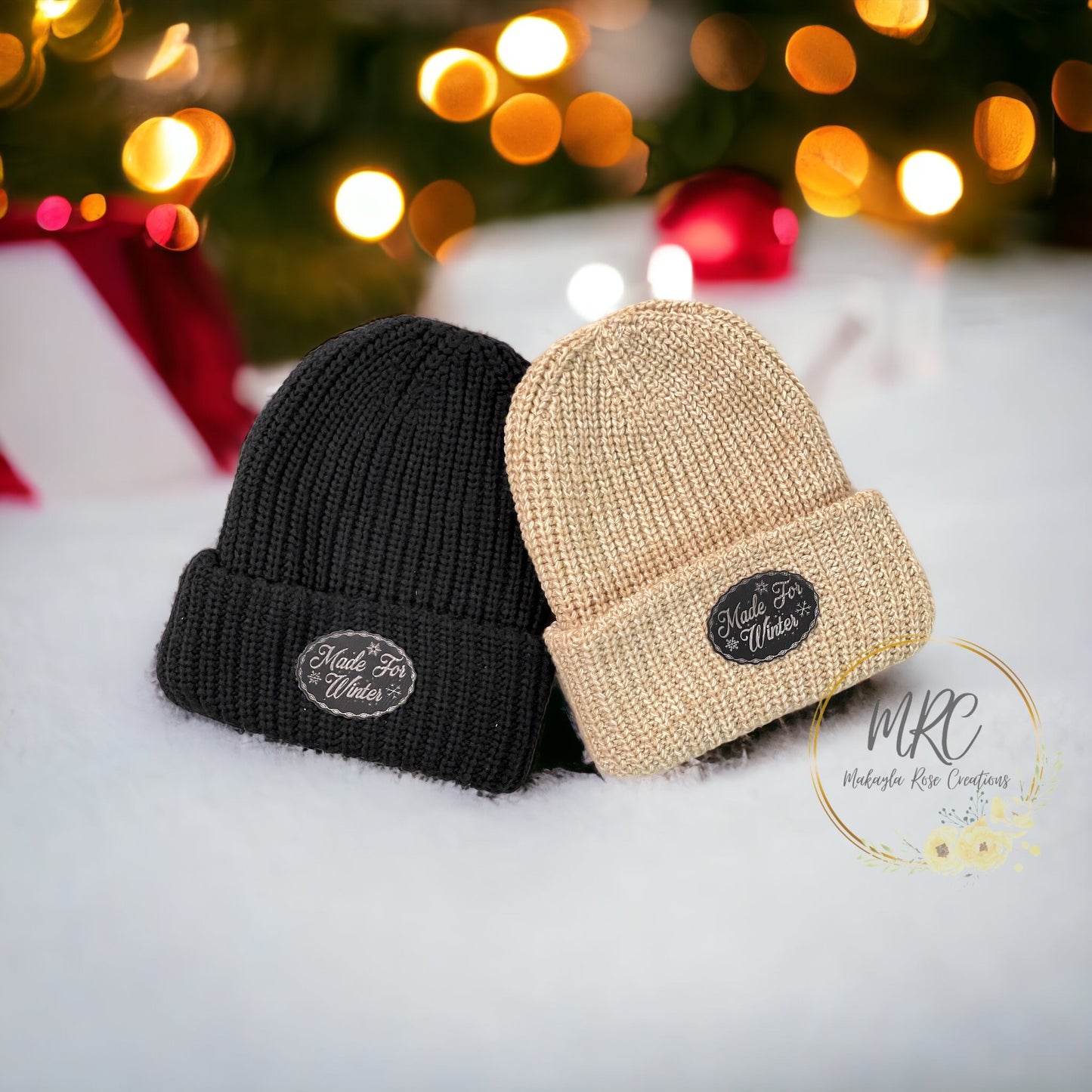 “Made For Winter” Chunky Cuffed Winter Hat w/ Leather Patch