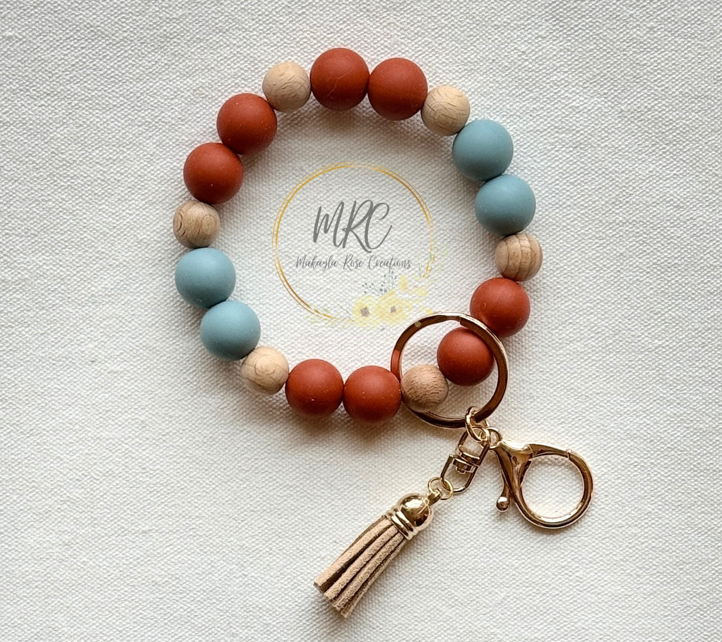 Rusty Natural Keychain Bracelet w/Tassel
