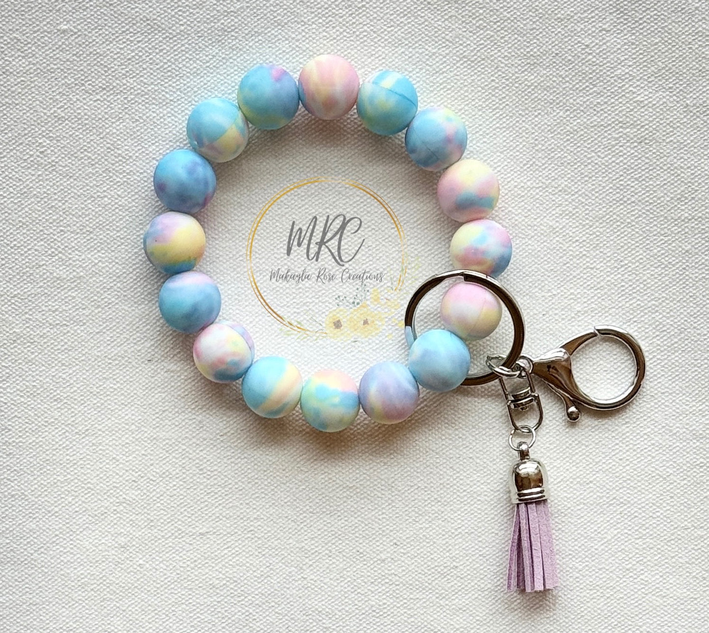 Swirls Of Spring Keychain Bracelet w/Tassel