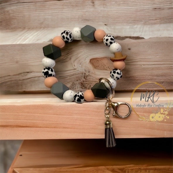 Country Girl Dusty Rose Chunky Keychain Bracelet