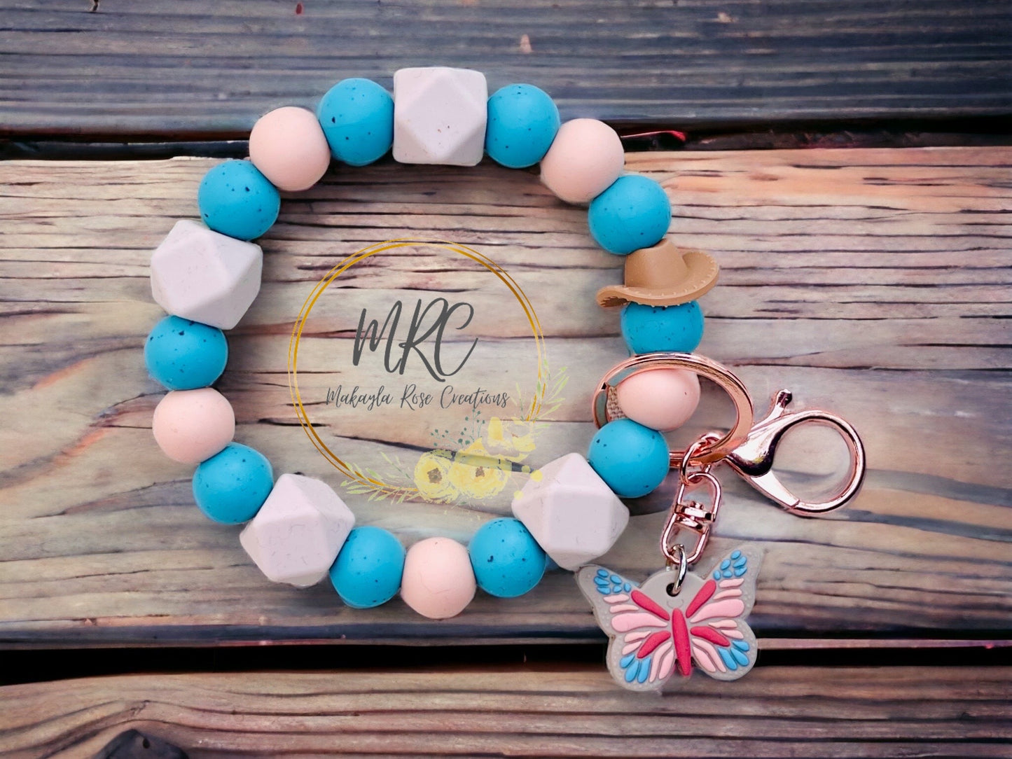 Country Butterfly - Chunky Keychain Bracelet