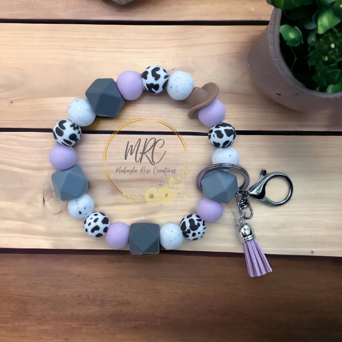 Country Girl Lavender- Chunky Keychain Bracelet