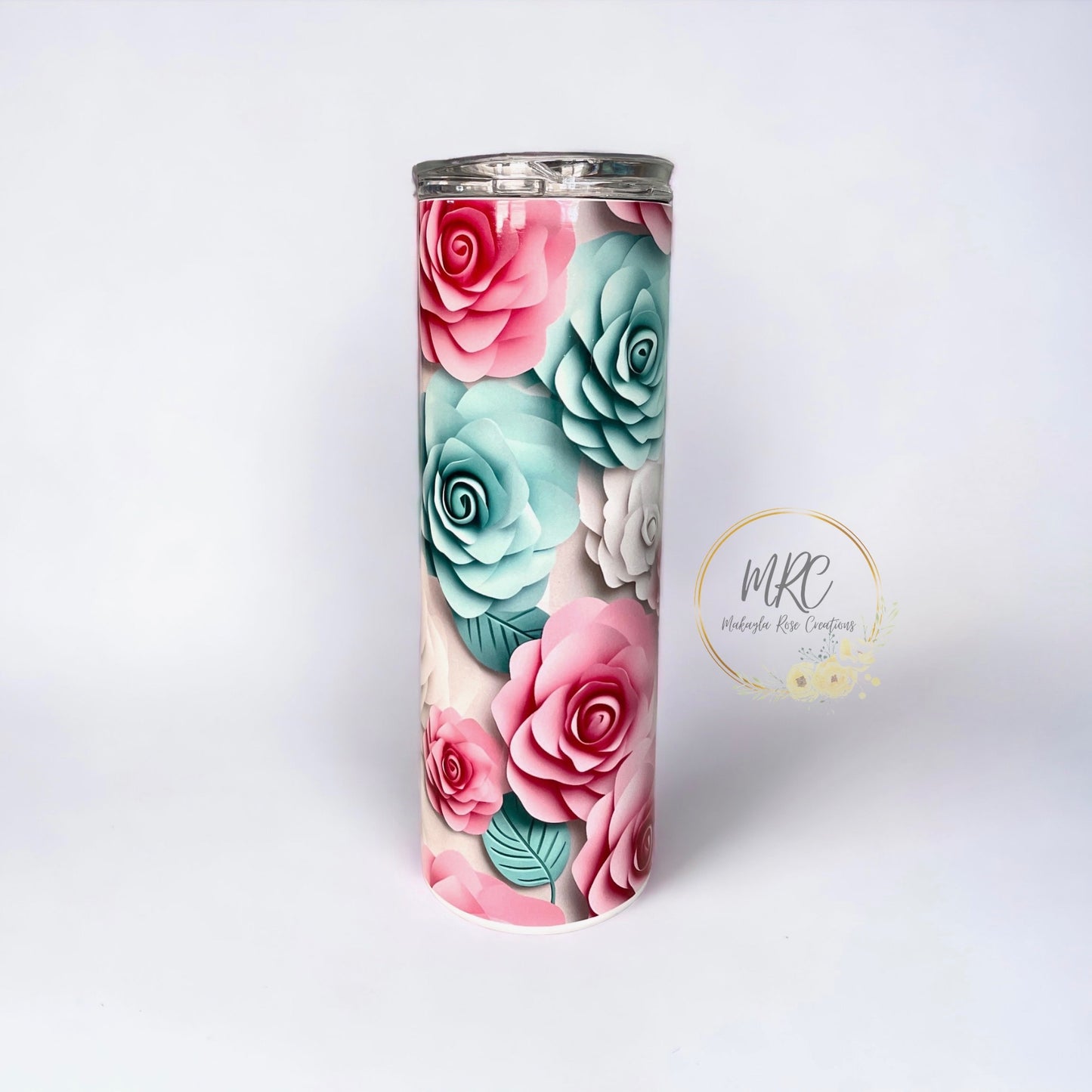 3D Roses 20oz Skinny Stainless Steel Sublimation Tumbler