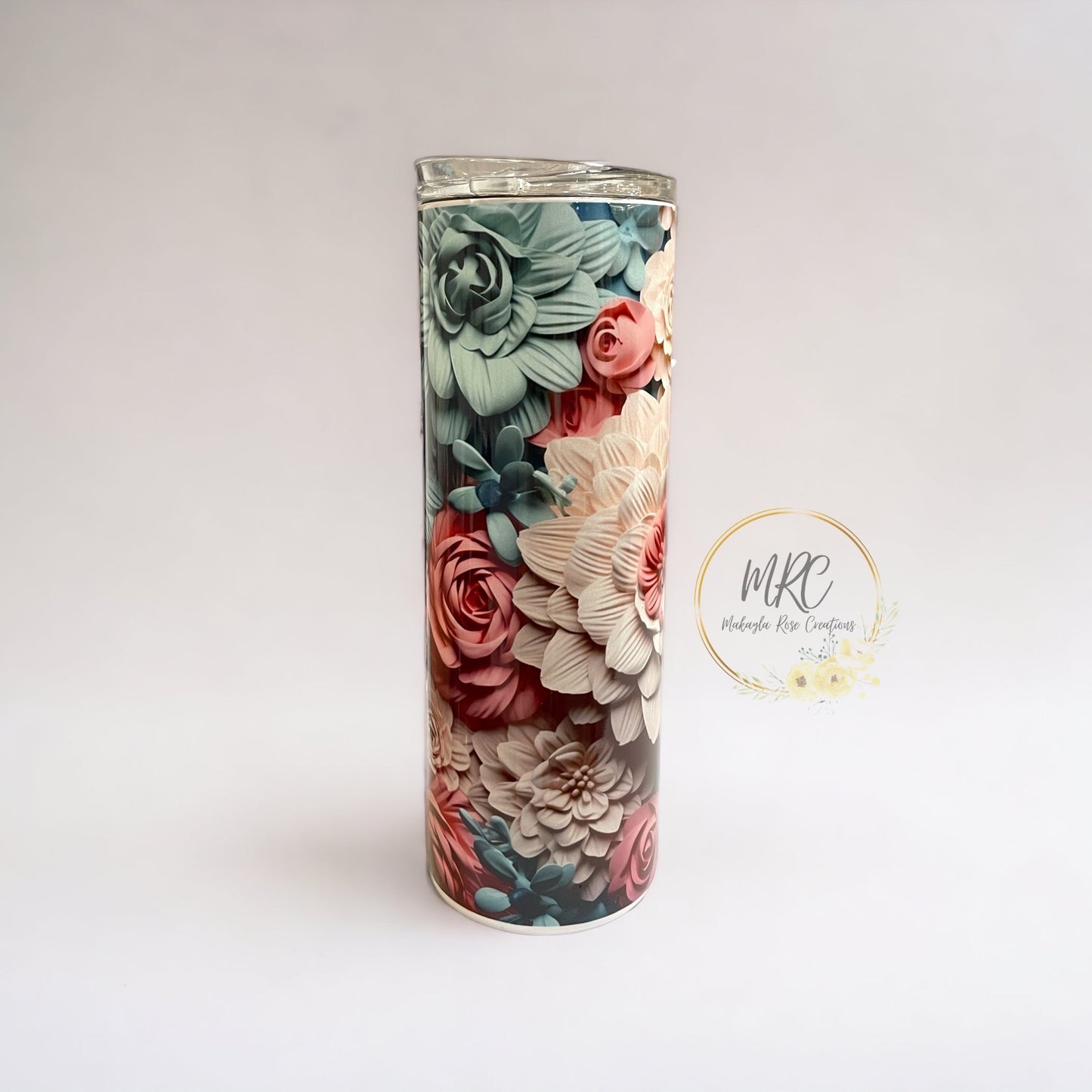 3D Flower Garden 20oz Skinny Stainless Steel Sublimation Tumbler