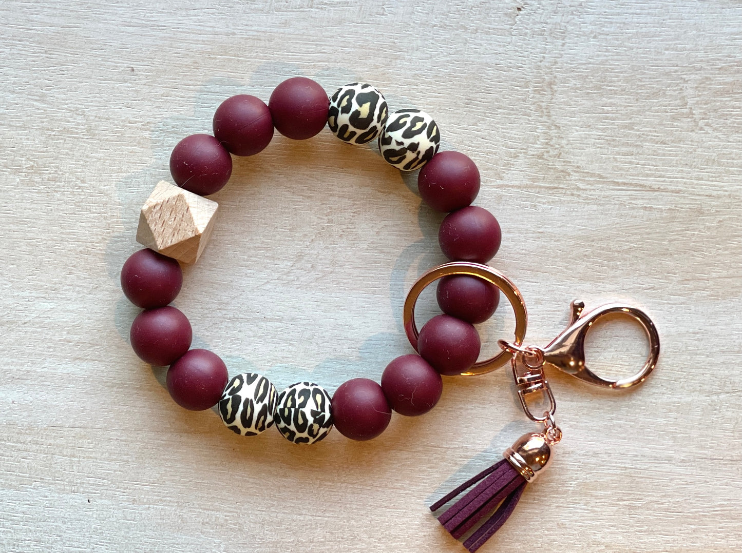 Mulberry Leopard Keychain Bracelet
