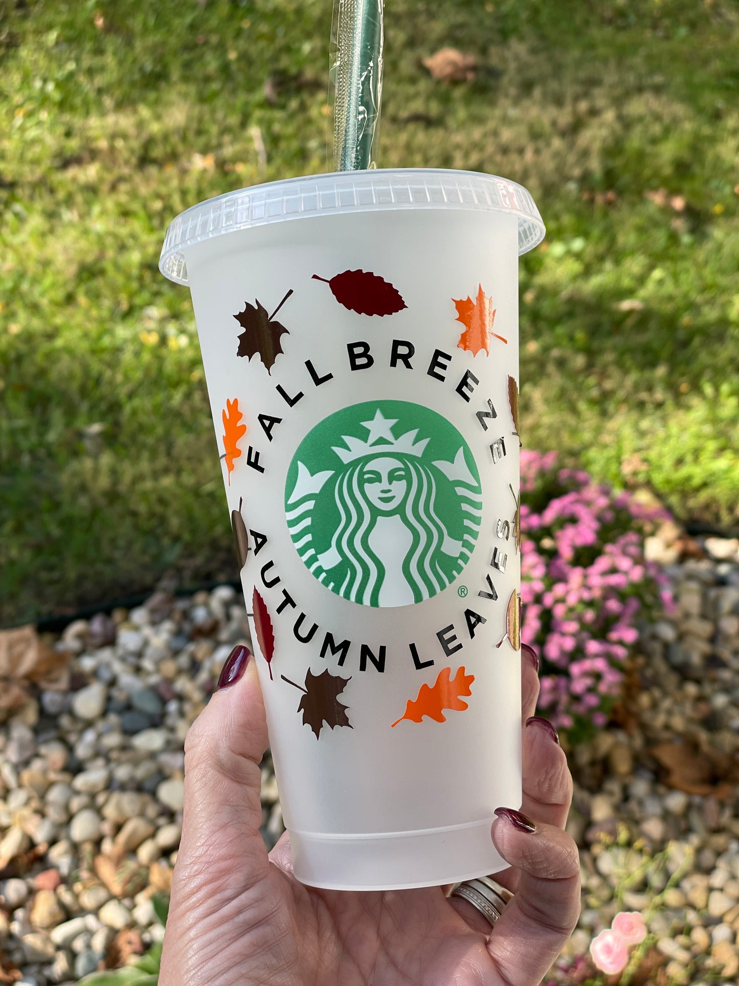 Fall Breeze Autumn Leaves 24oz Cold Drink Tumbler