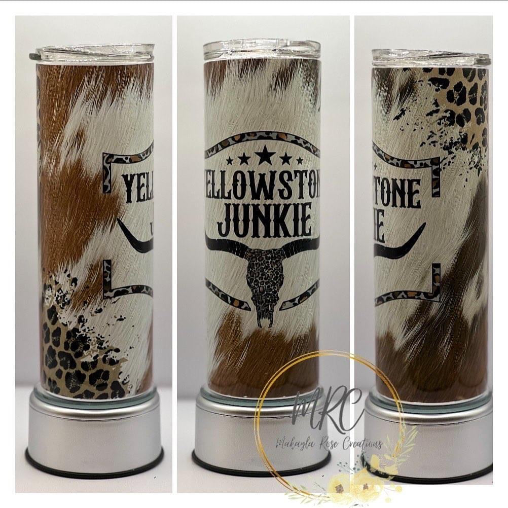 Yellowstone Junkie, 20oz Skinny Stainless Steel Sublimation Tumbler