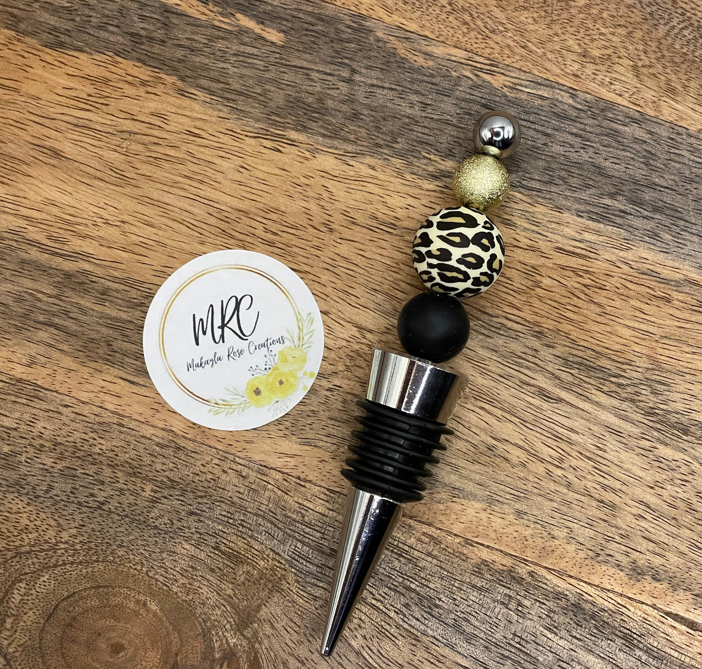 Beaded Bottle Stopper “Classic Golden Leopard”