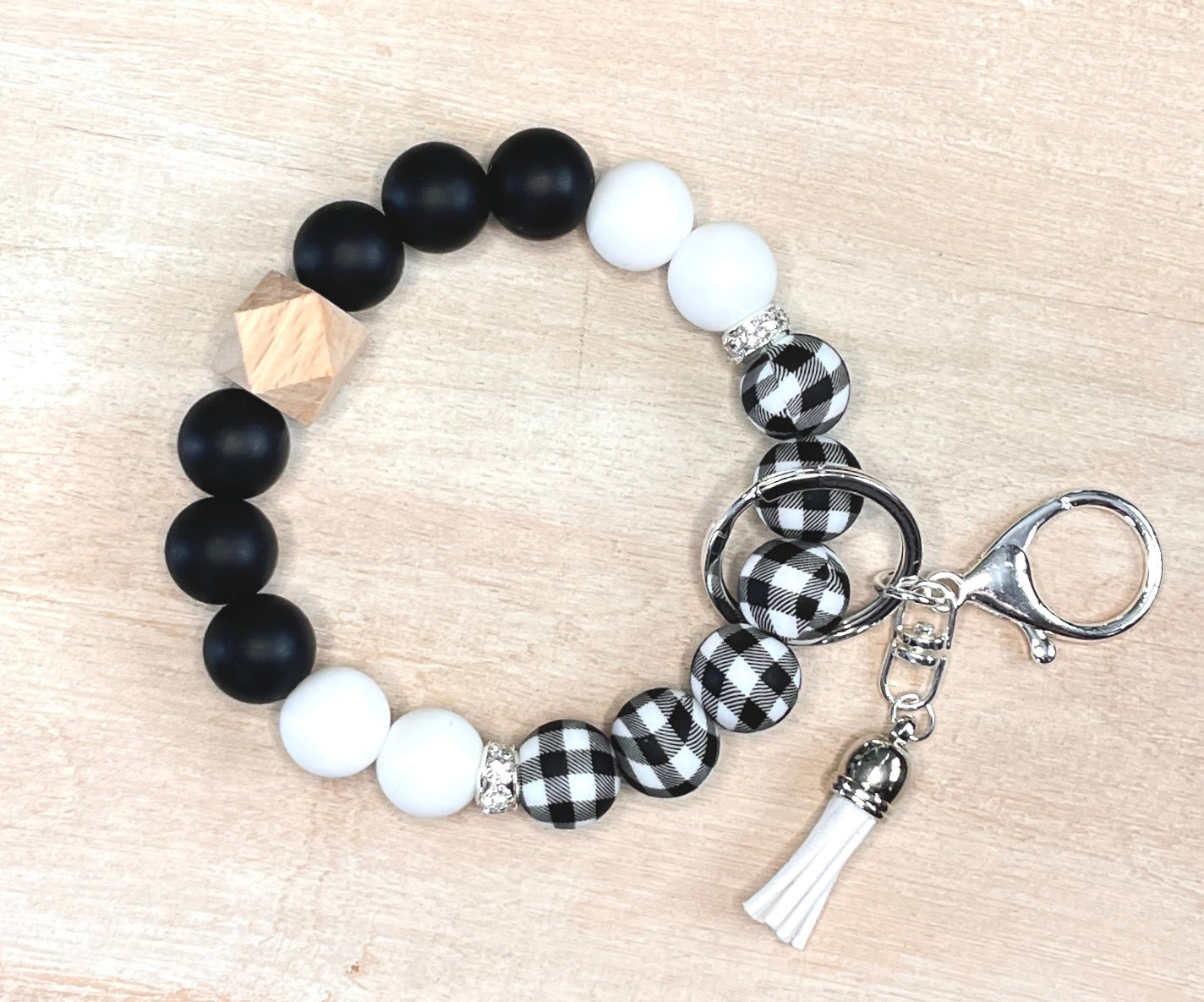 Buffalo Check Black & White - Keychain Bracelet
