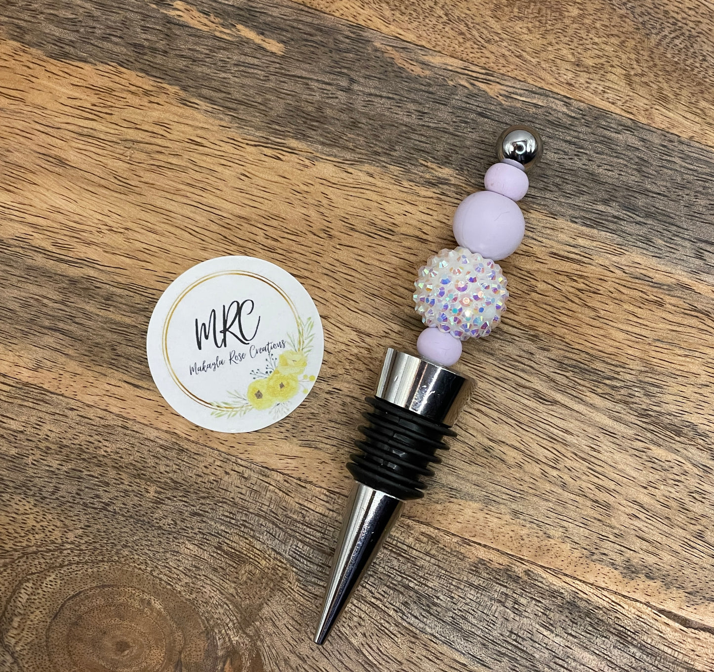 Beaded Bottle Stopper “Lavender Sparkle”