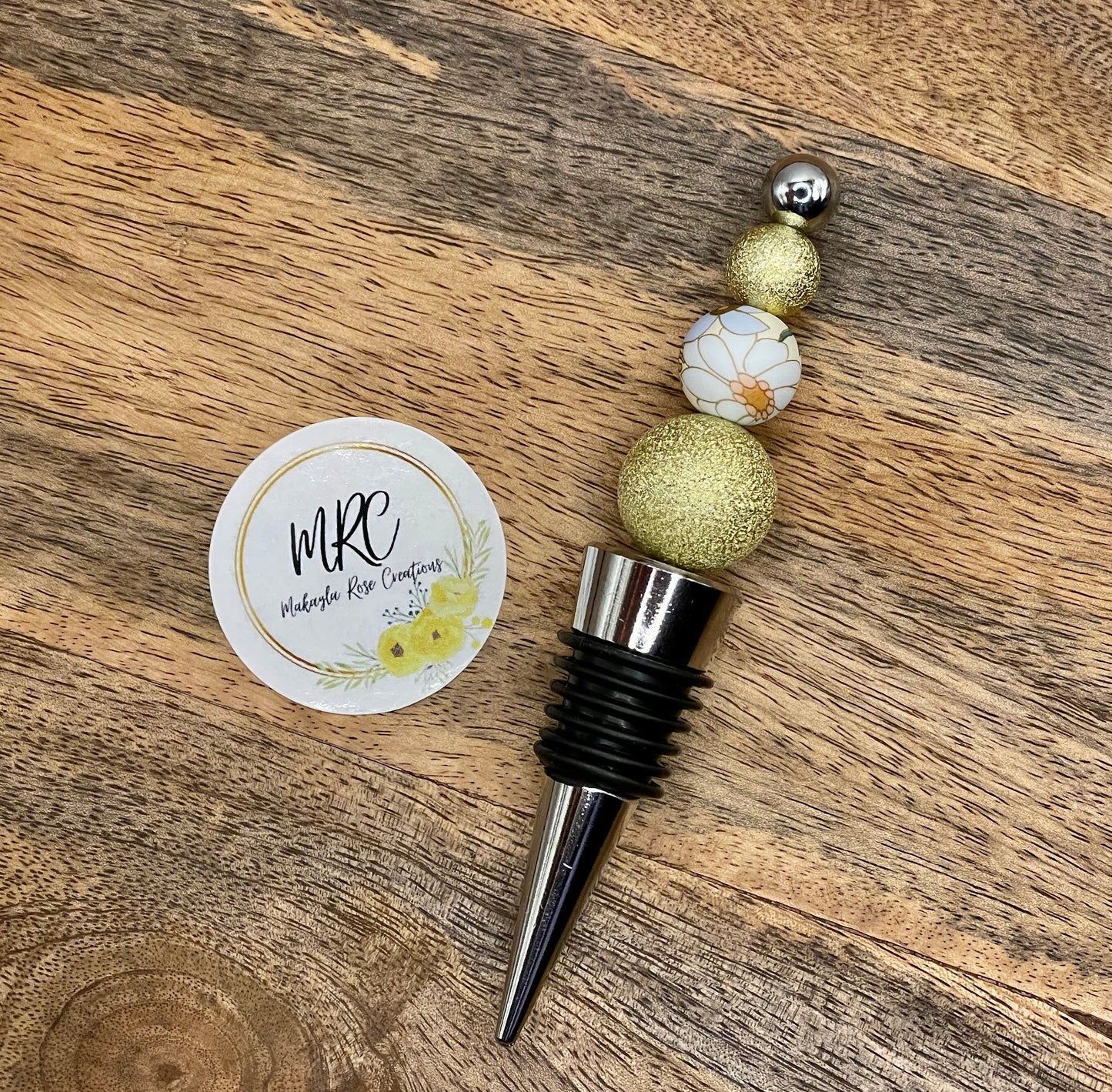 Beaded Bottle Stopper “Golden Daisy”