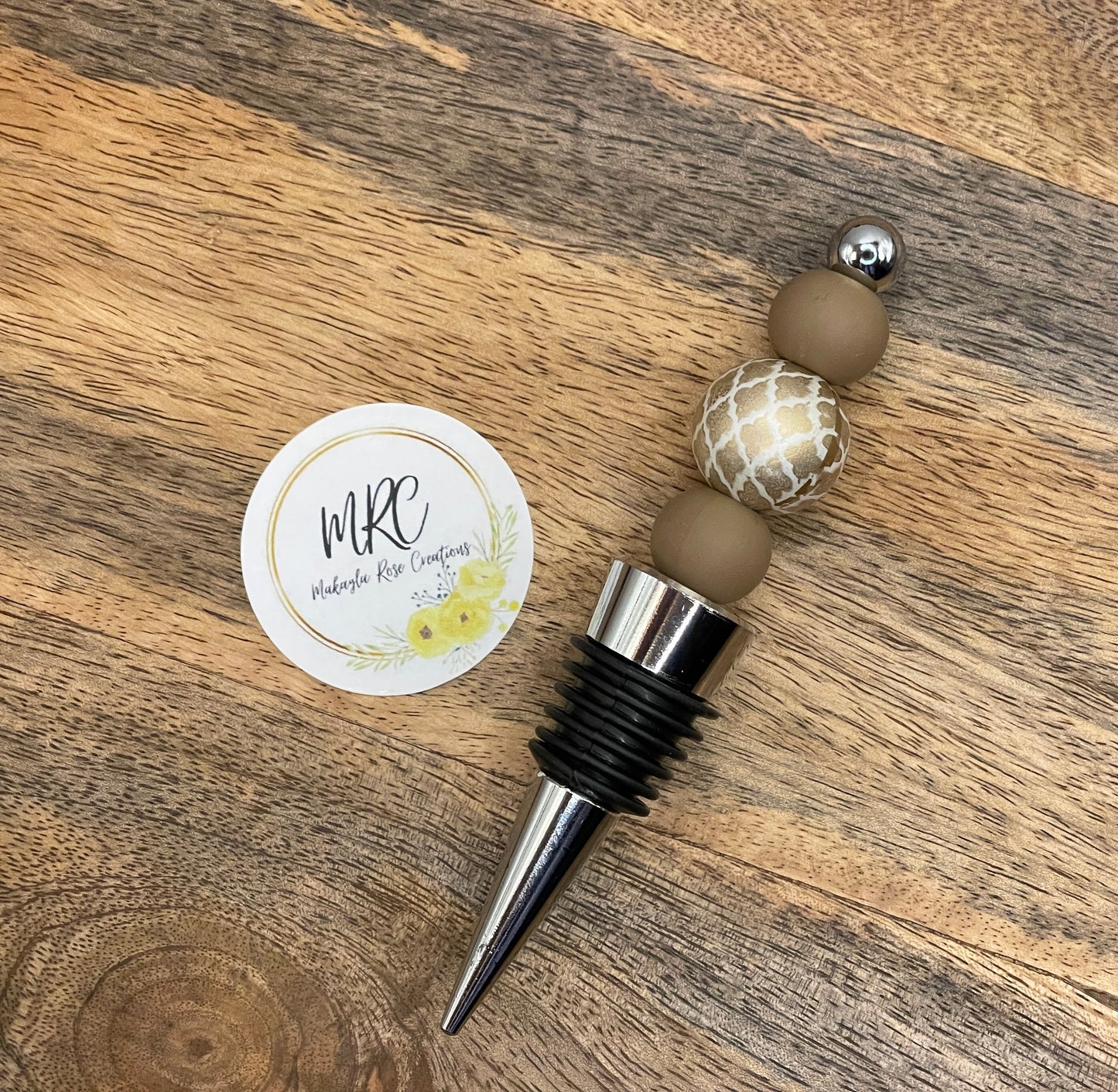 Beaded Bottle Stopper “Diamond Neutral”