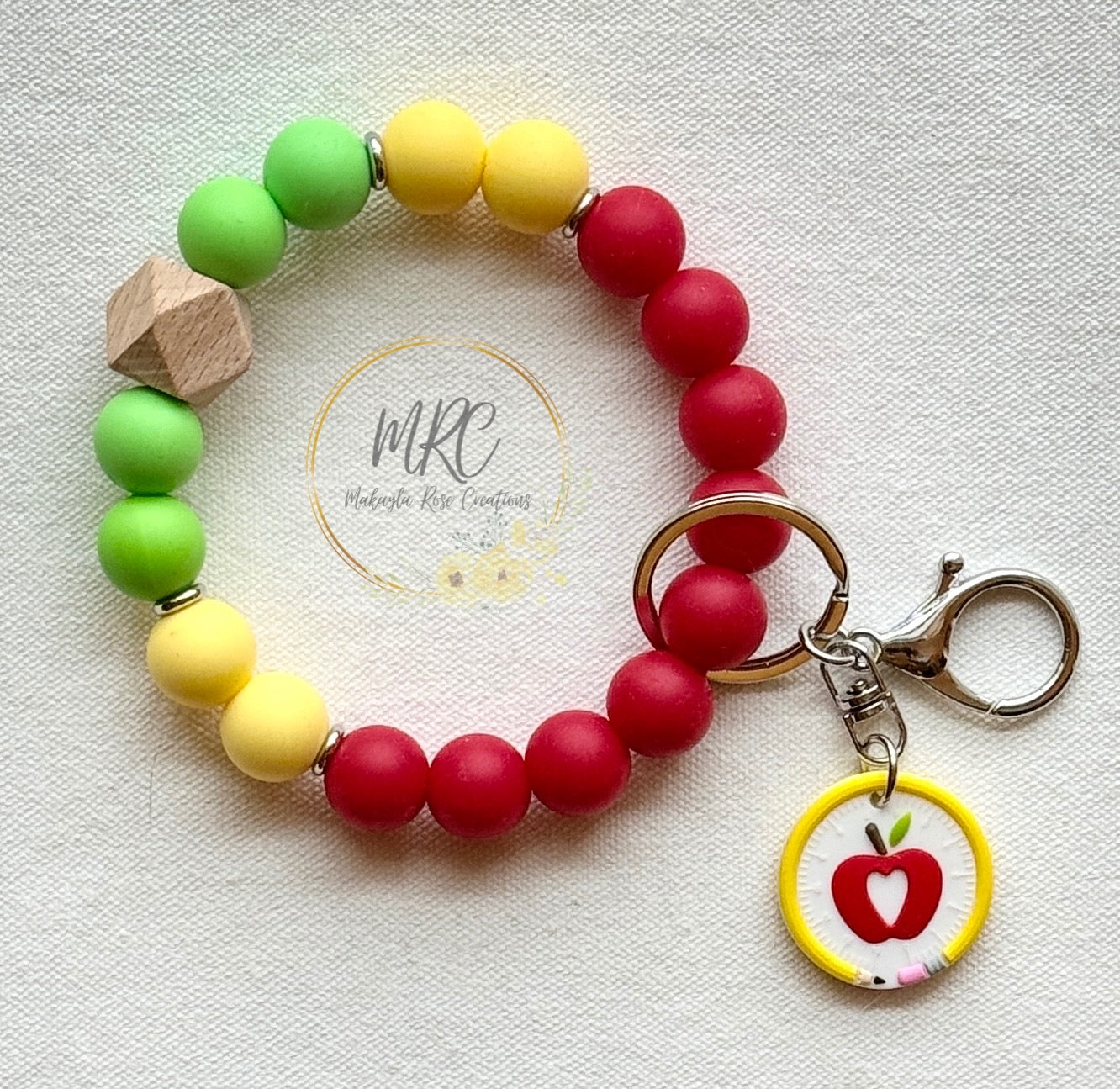 Teacher Keychain Bracelet w/Apple Charm