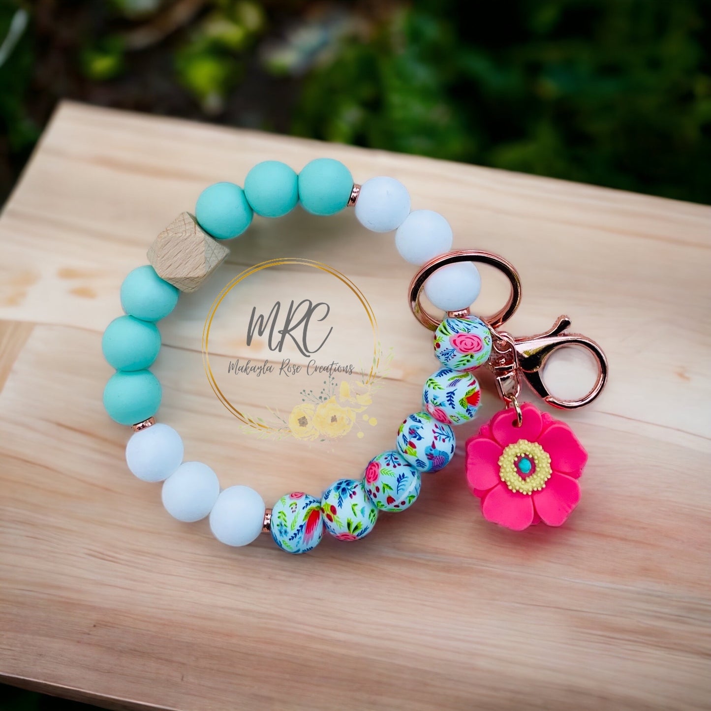 Spring Floral Keychain Bracelet