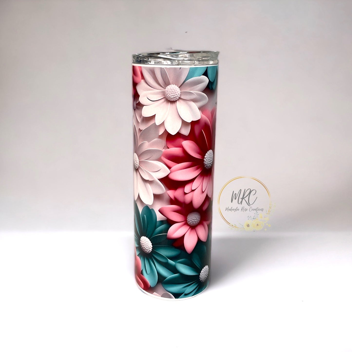 3D Daisies 20oz Skinny Stainless Steel Sublimation Tumbler