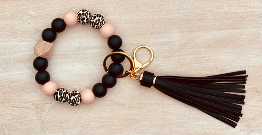 Classic Leopard Keychain Bracelet w/ Large Tassel