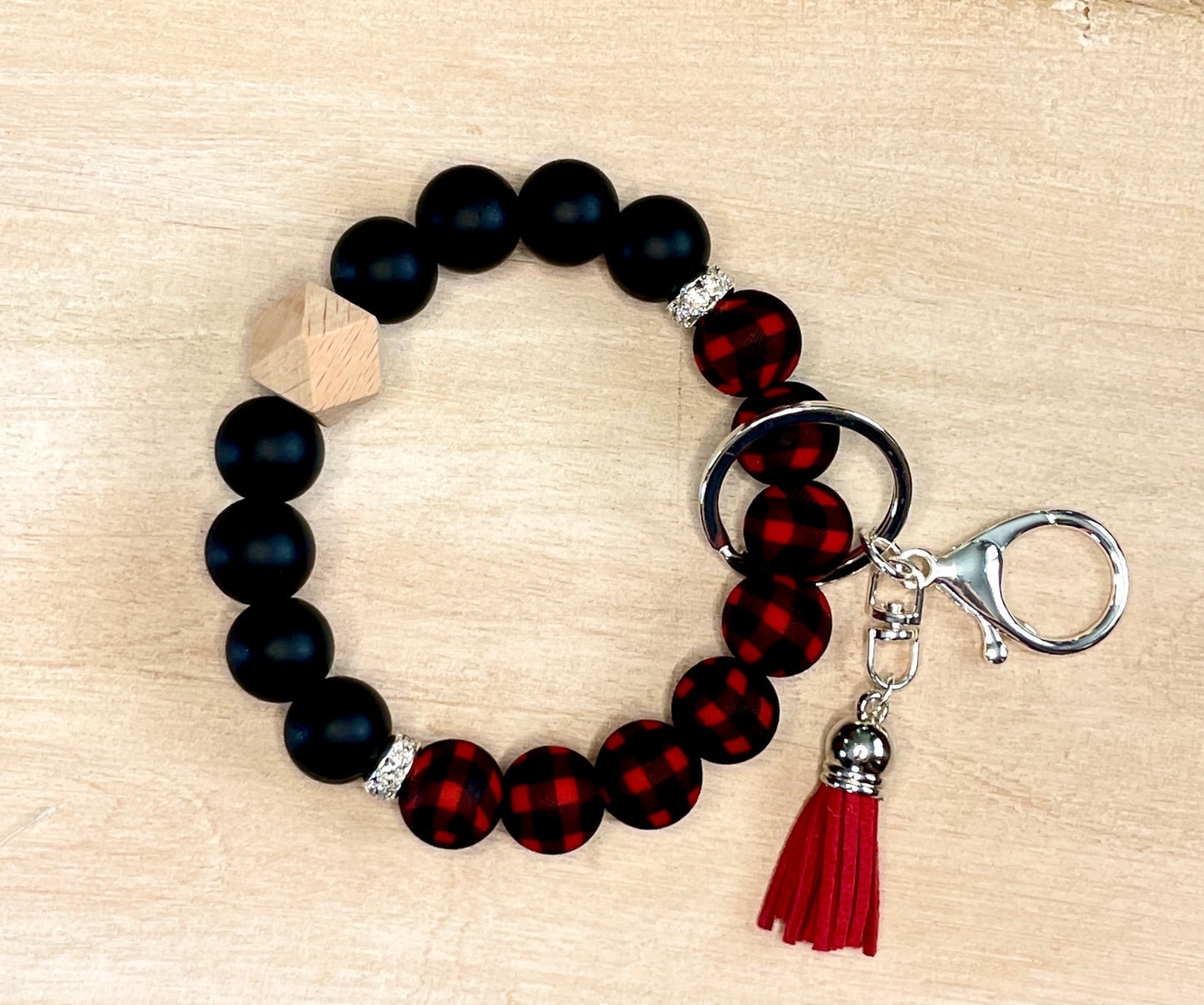 Buffalo Check Red & Black- Keychain Bracelet