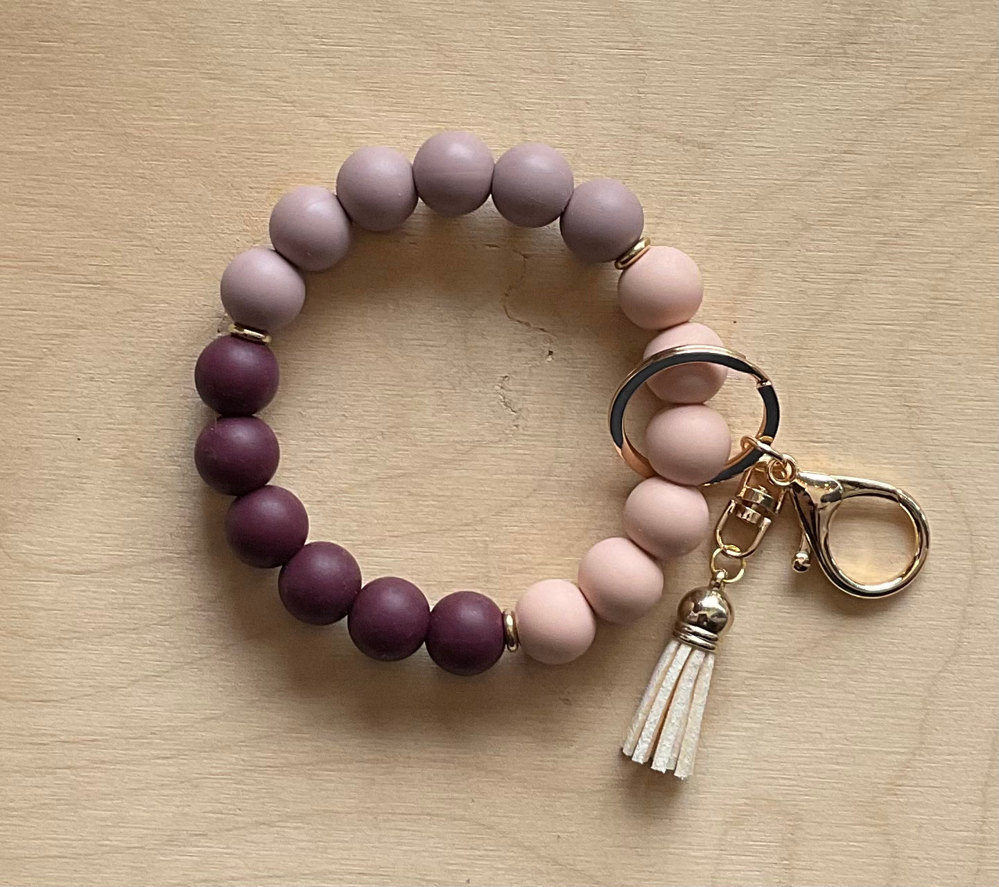 Simply Basic Burgandy Keychain Bracelet