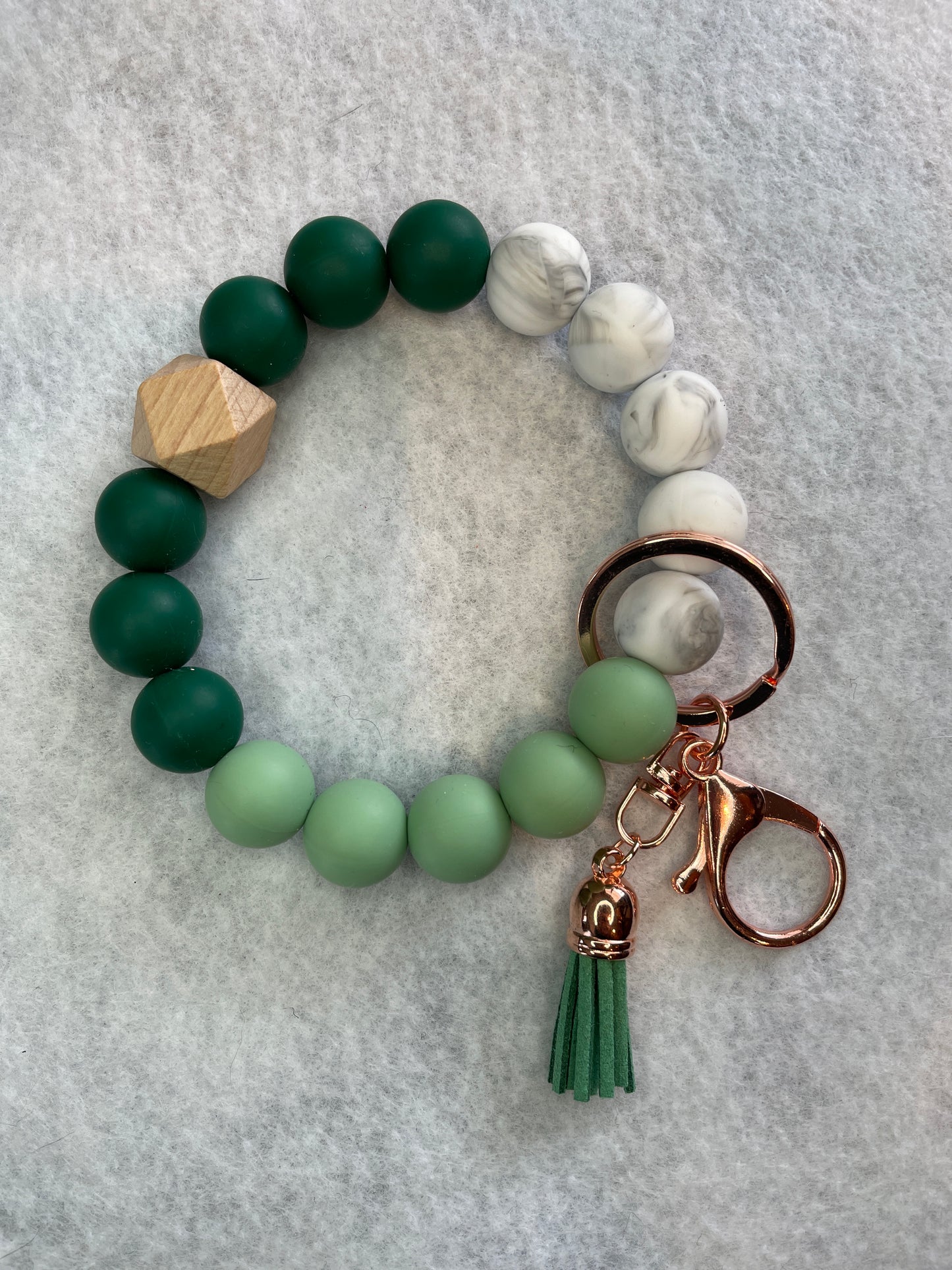 Emerald Elegance Keychain Bracelet