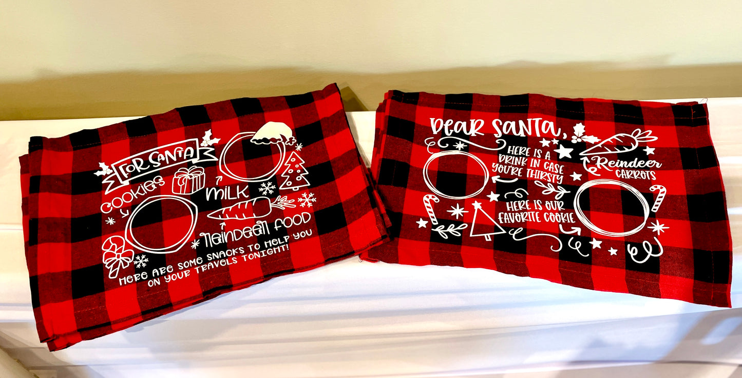 Santa Red &Black Buffalo Plaid Milk & Cookie Mat