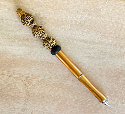 Golden Leopard Beaded Pen