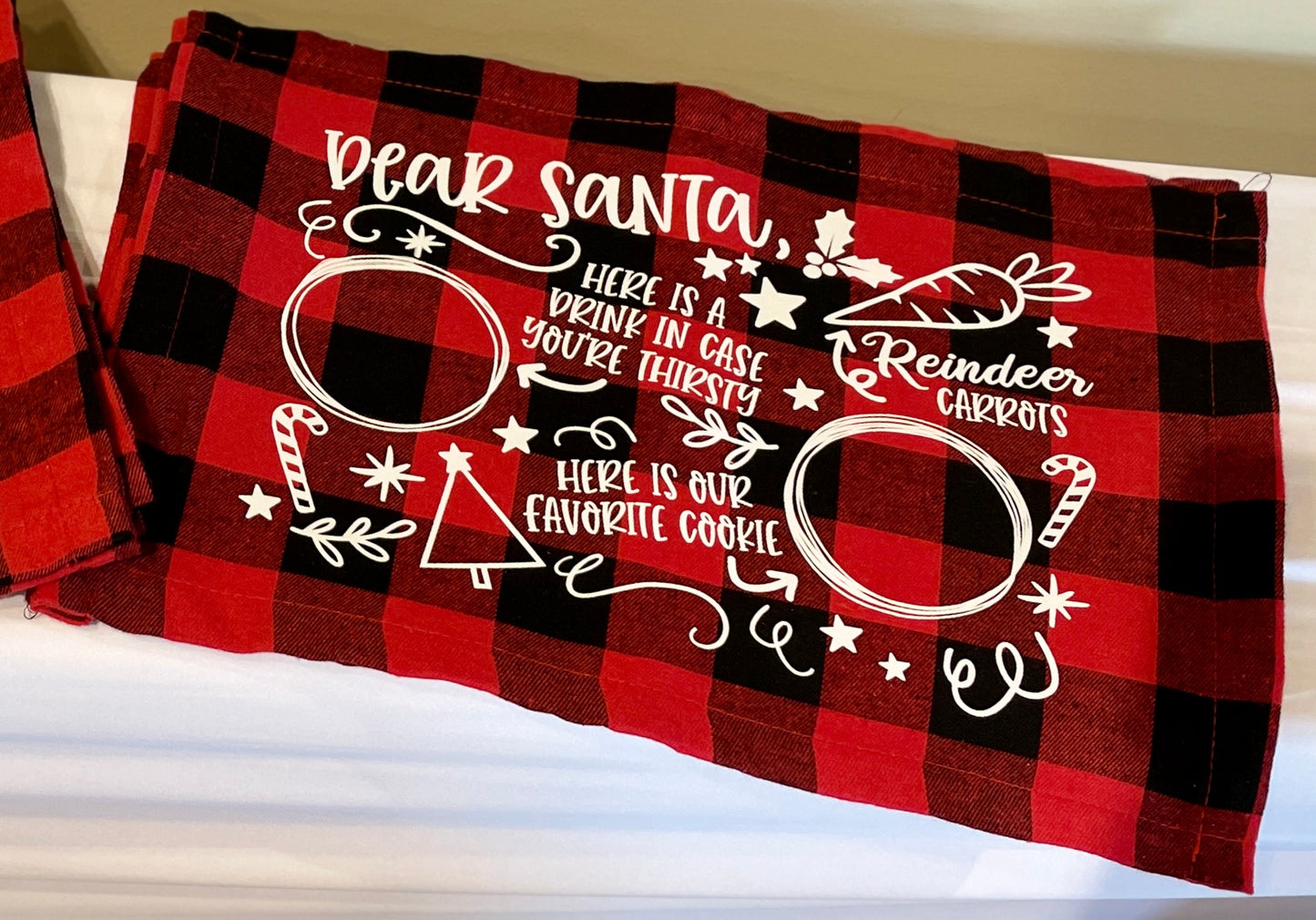 Santa Red &Black Buffalo Plaid Milk & Cookie Mat