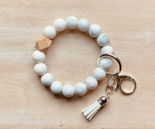 White Elegance Keychain Bracelet