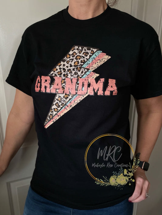 Grandma Cheetah Lightning Bolt T-Shirt